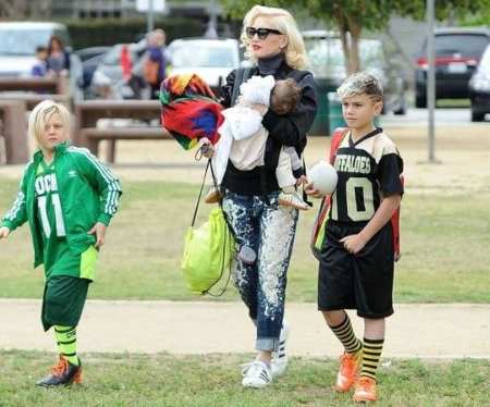 Gwen Stefani with their children at their football match